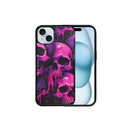 iPhone 15 Plus Case — Pink Purple Skeletons Neon Drip Melting, Custom Art Phone Cover