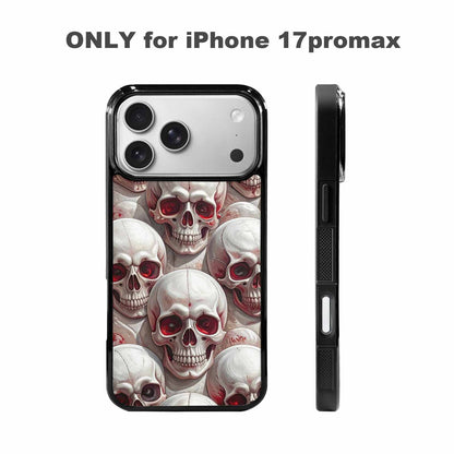iPhone 17 Pro Max Case — Glossy Blood Moon Gothic Skulls, Personalized Phone Case