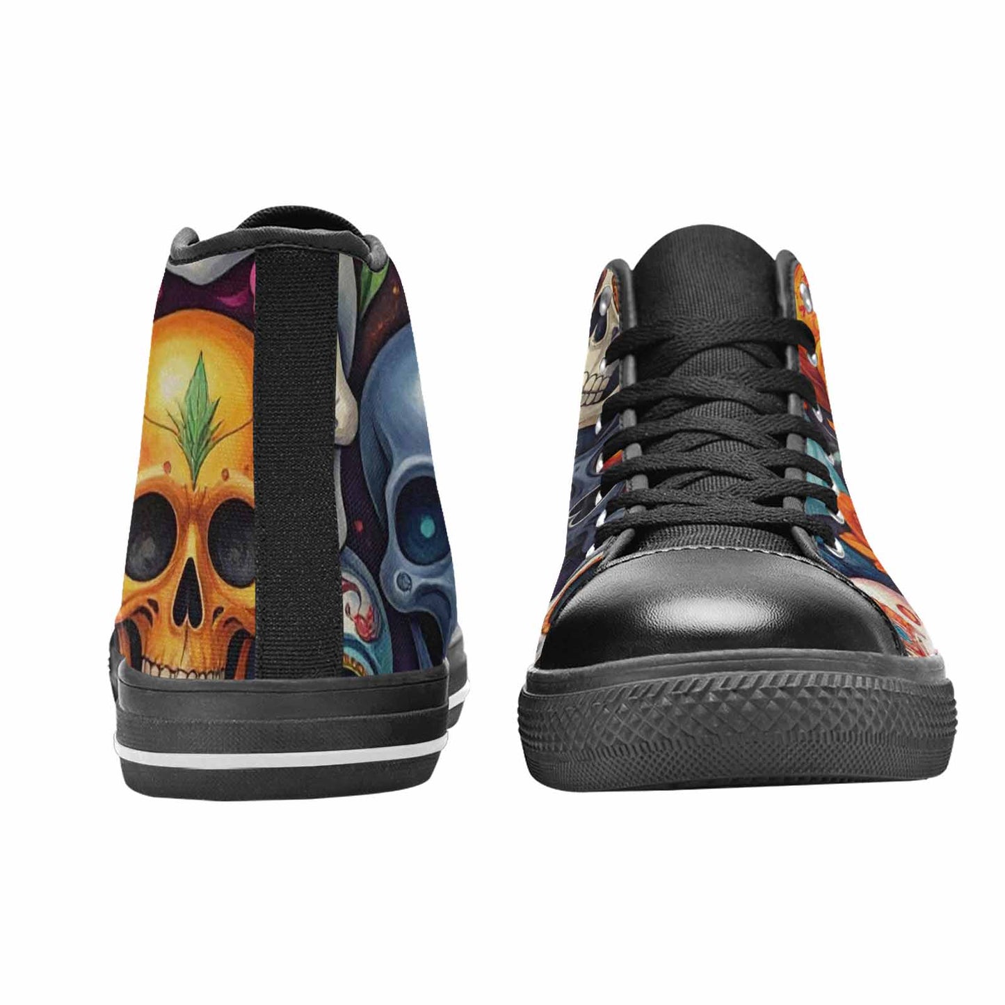 MEN'S Skull High Top Canvas Neon Fantasy Sneakers