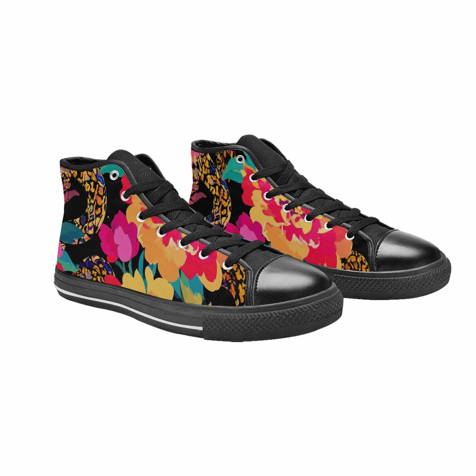 MEN'S Floral Snake Print High Top Canvas Cottagecore Custom Shoes