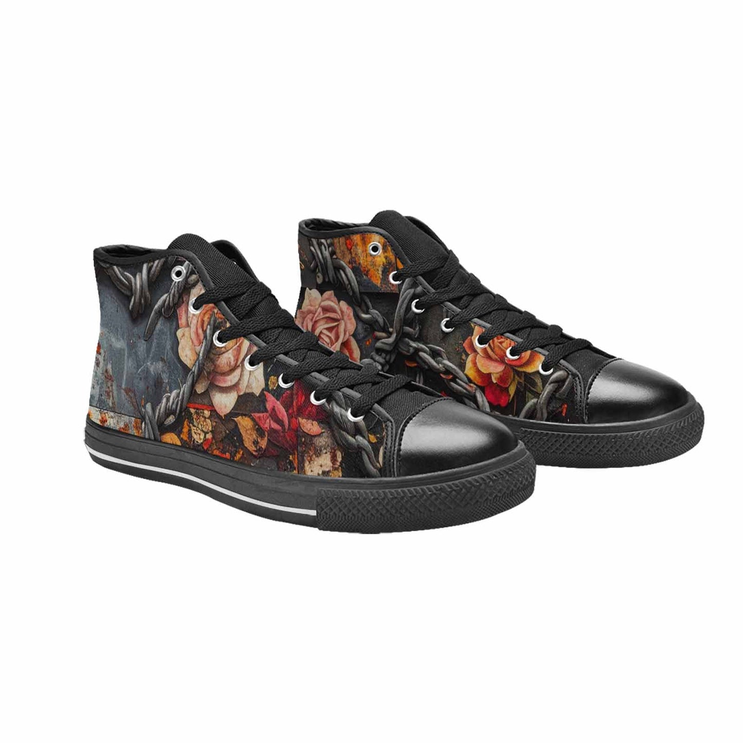 WOMEN'S Barbed Wire Chain High Top Canvas Vibrant Chaos Shoes