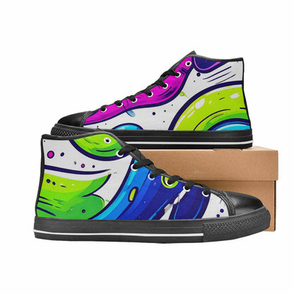 WOMEN'S Acid Wash Cartoon High Top Canvas Dark Academia Sneakers