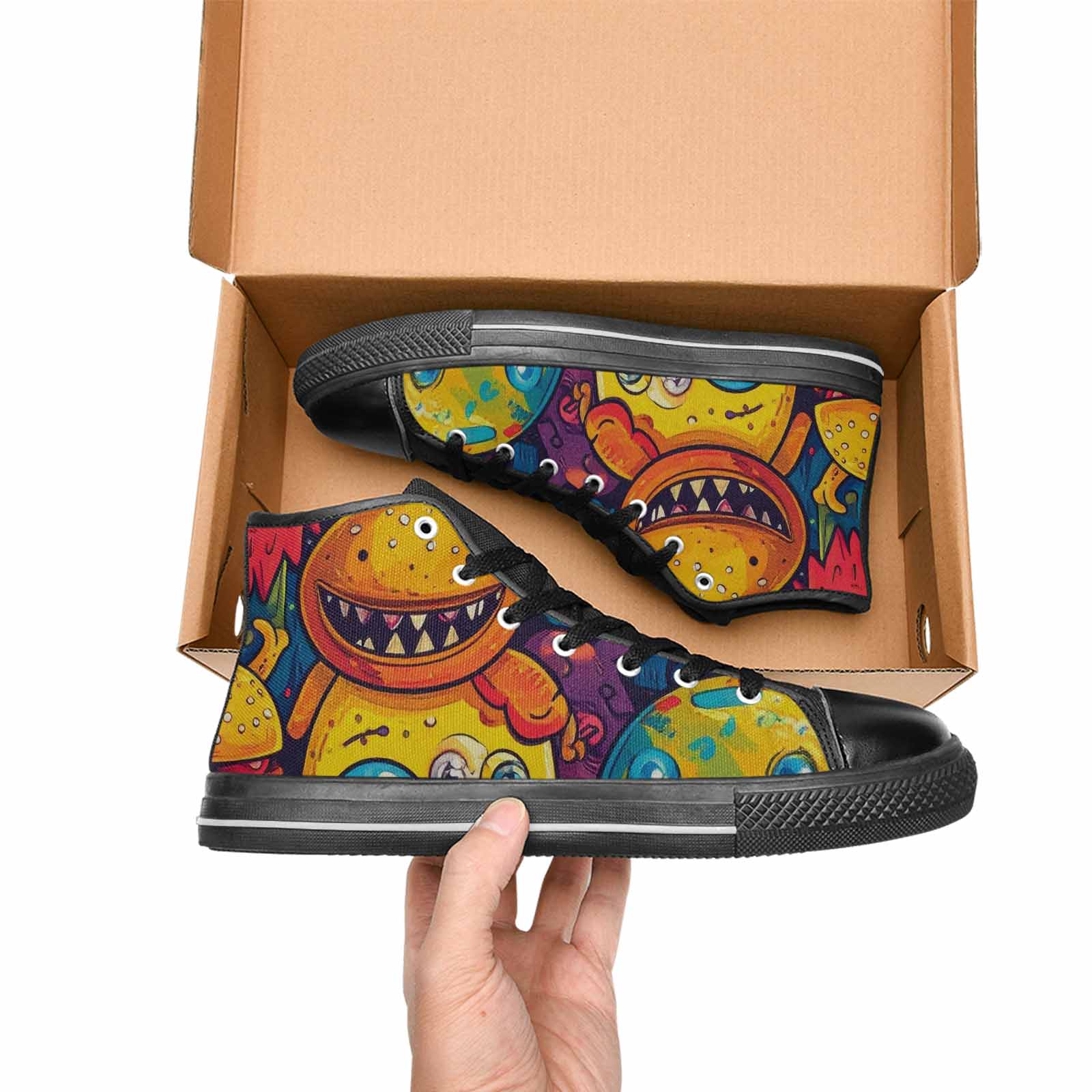 WOMEN'S Cartoon Monster Character High Top Canvas Dark Academia Sneakers