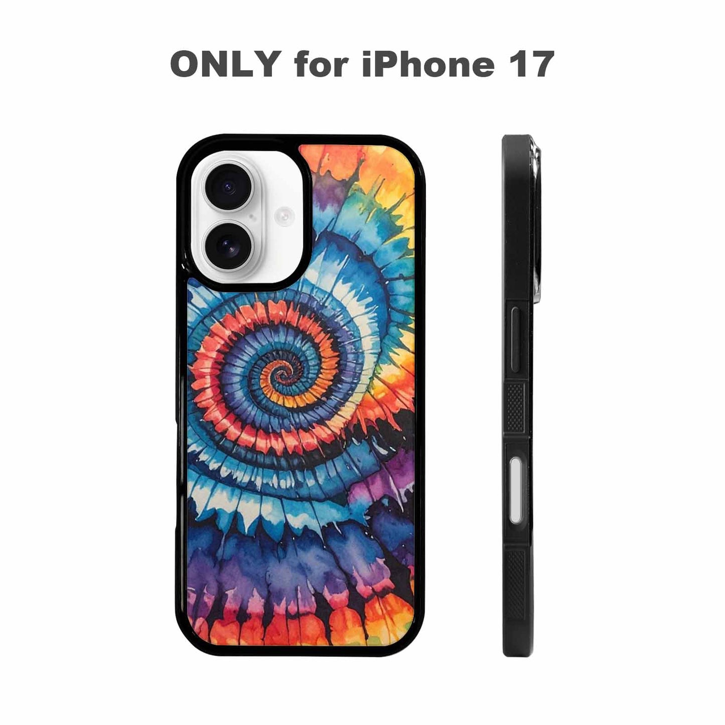 iPhone 17 Case — Black &amp; Blue Ink Tie Dye, Custom Printed Phone Case