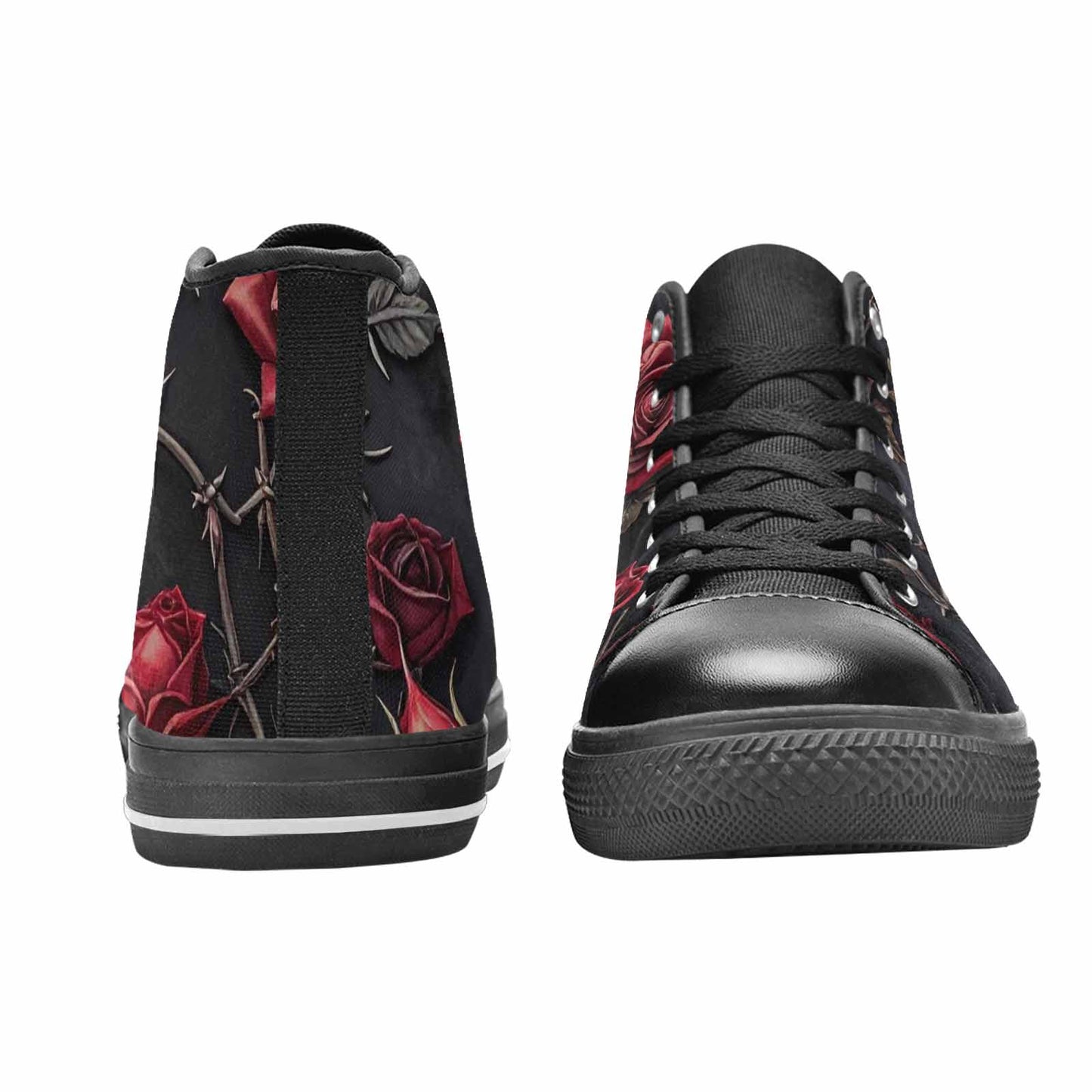 MEN'S Black Gothic Rose High Top Canvas Wallpaper Art Sneakers