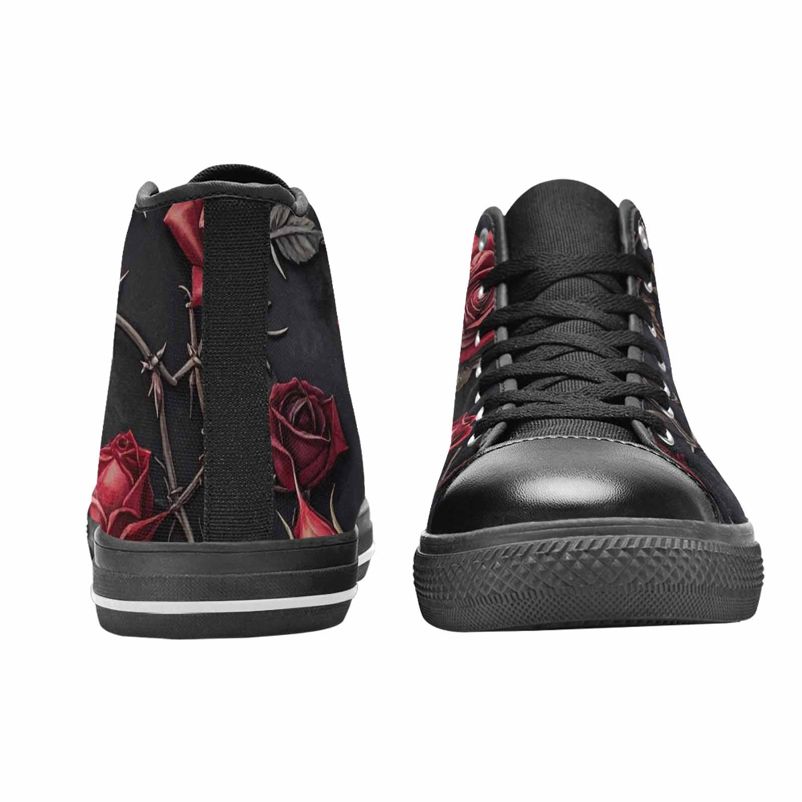 MEN'S Black Gothic Rose High Top Canvas Wallpaper Art Sneakers