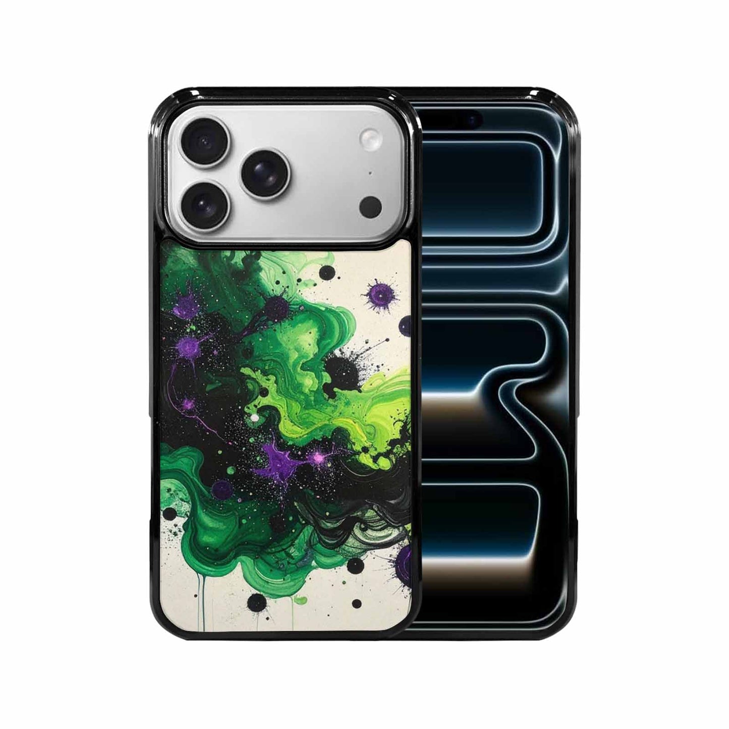 iPhone 17 Pro Max Case — Black &amp; Green Ink Galaxy Space, Custom Designed Case Cover