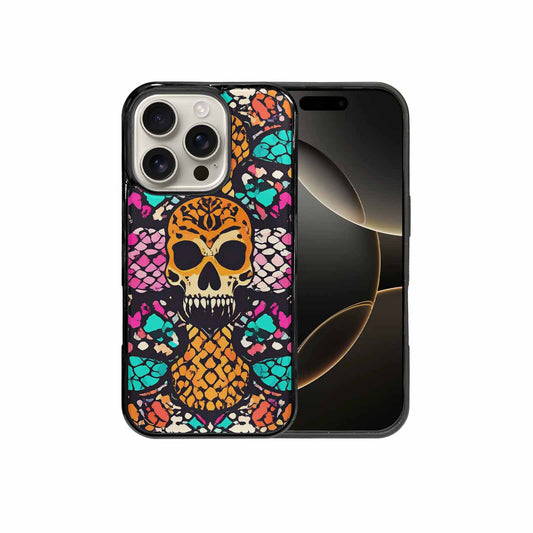 iPhone 16 Pro Case — Snake Print Skull, Unique Phone Case Design