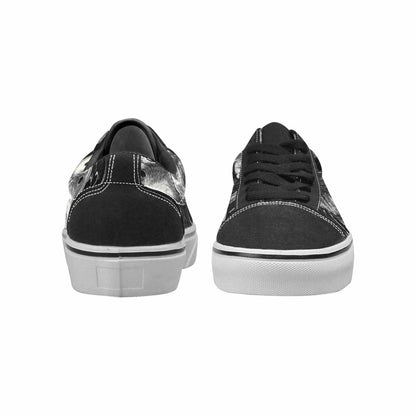 WOMEN'S Skulls Roses Pen Ink Canvas Lace-Up Grunge Sneakers