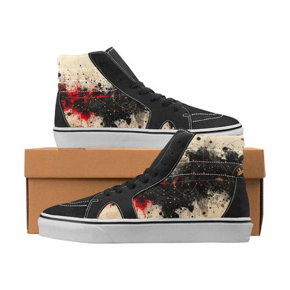 WOMEN'S Zodiac Black & Red Ink High Top Canvas Graphic Print Grunge Limited Edition Sneakers