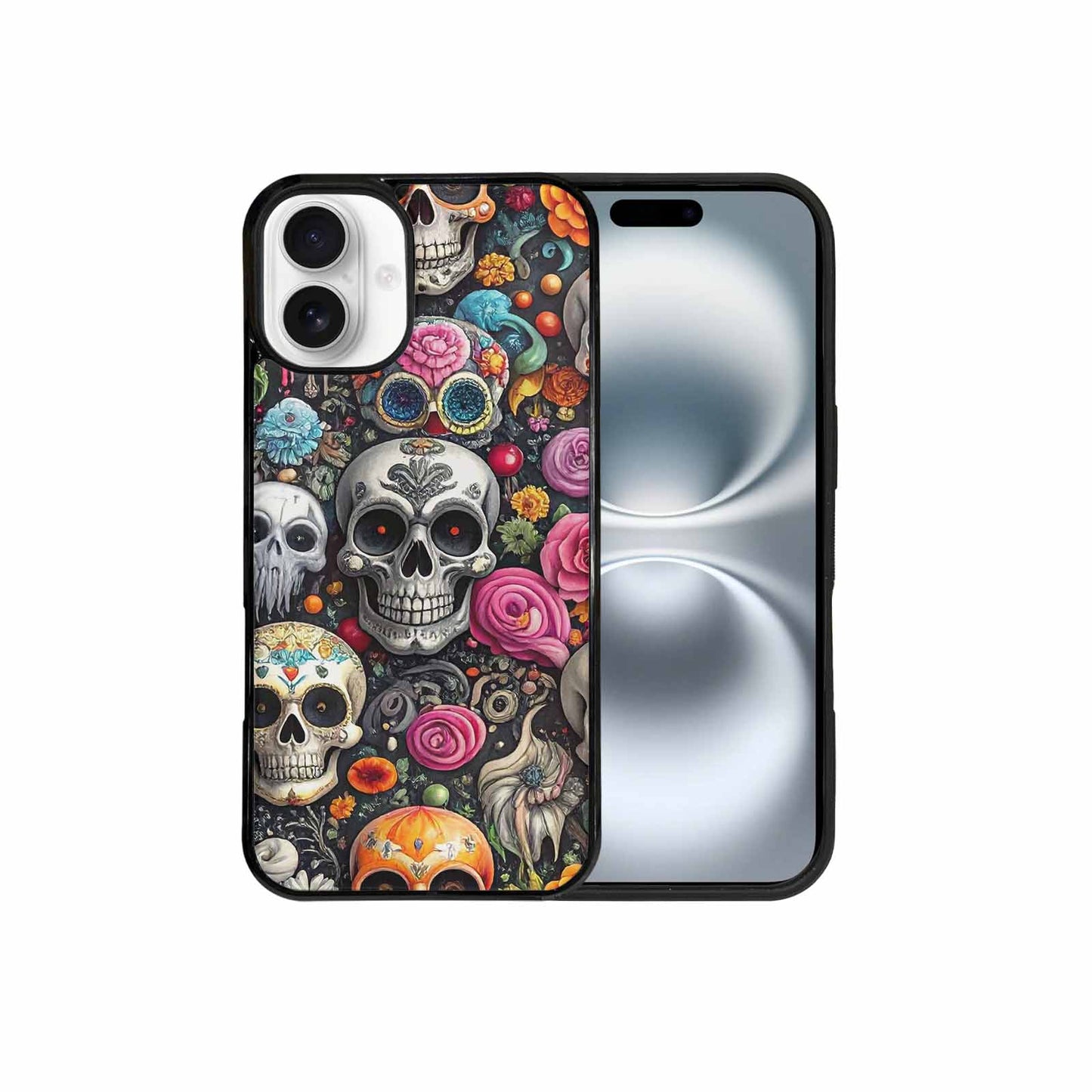 iPhone 16 Plus Case — Greyscale Black And White Dark Black, Personalized Phone Case