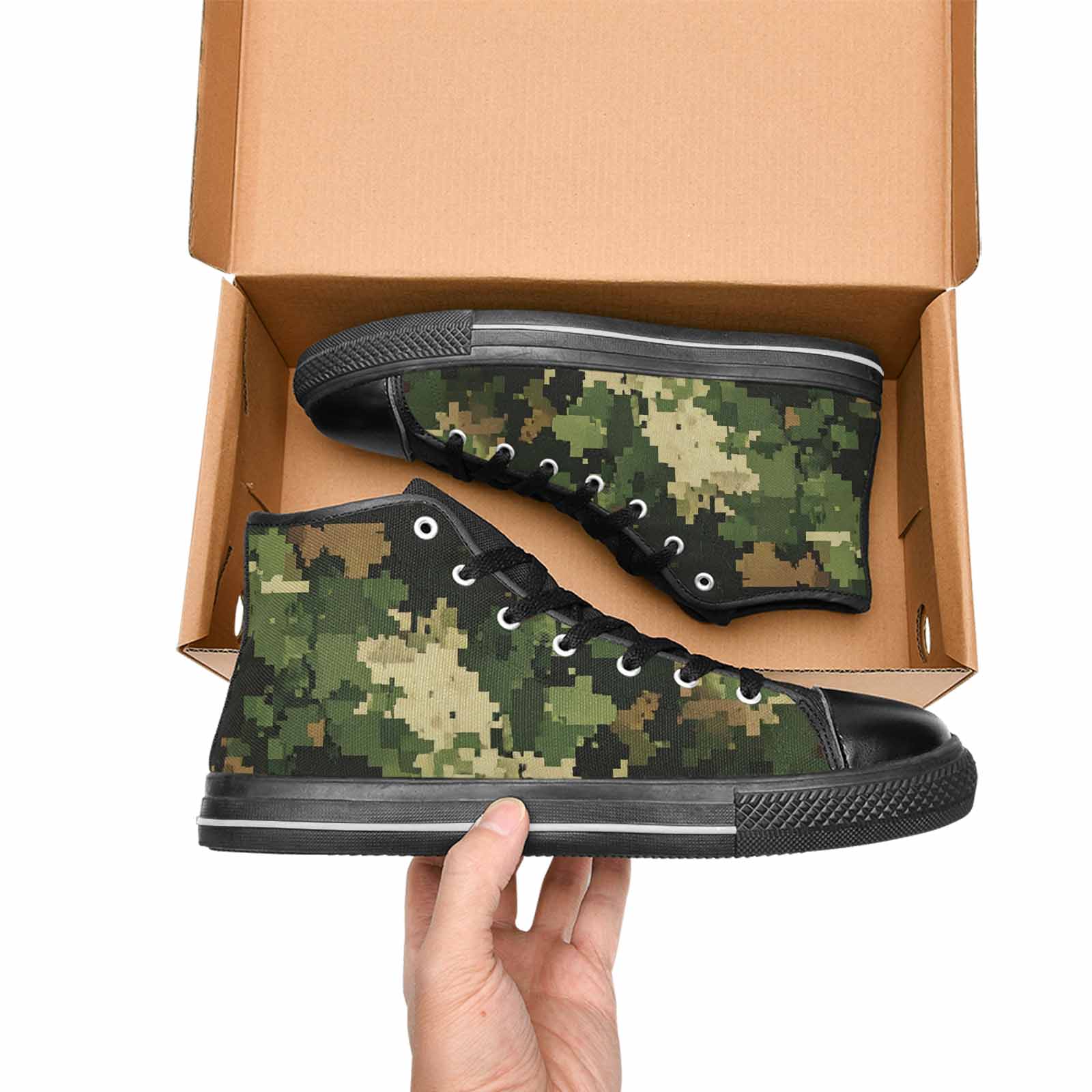 MEN'S Military Camouflage Blotch High Top Canvas Grunge Sneakers