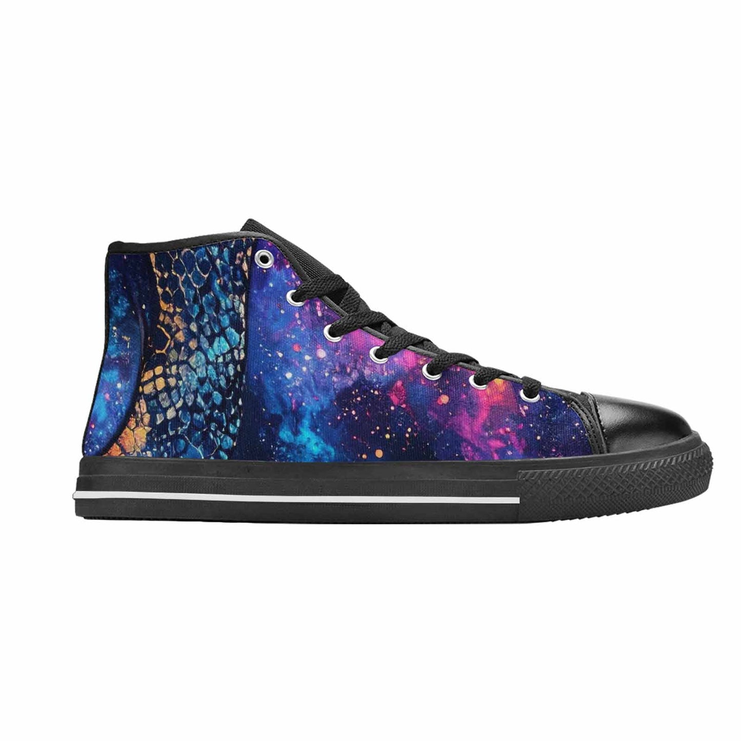 WOMEN'S Galaxy Snake Print High Top Canvas Surreal Custom Shoes