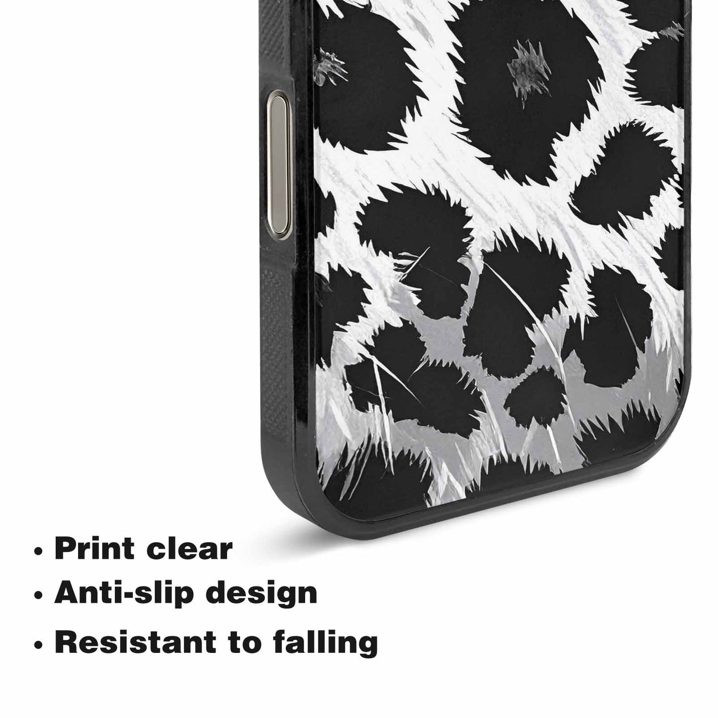 iPhone 16 Pro Case — Leopard Print Black And White Style, Custom Print Case Cover