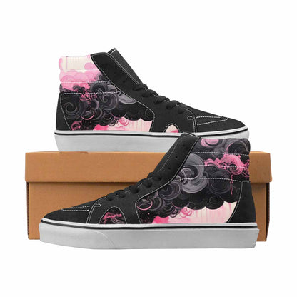 WOMEN'S Van Gogh Black & Pink Ink High Top Canvas Custom Fashion Vivid Original Art Sneakers