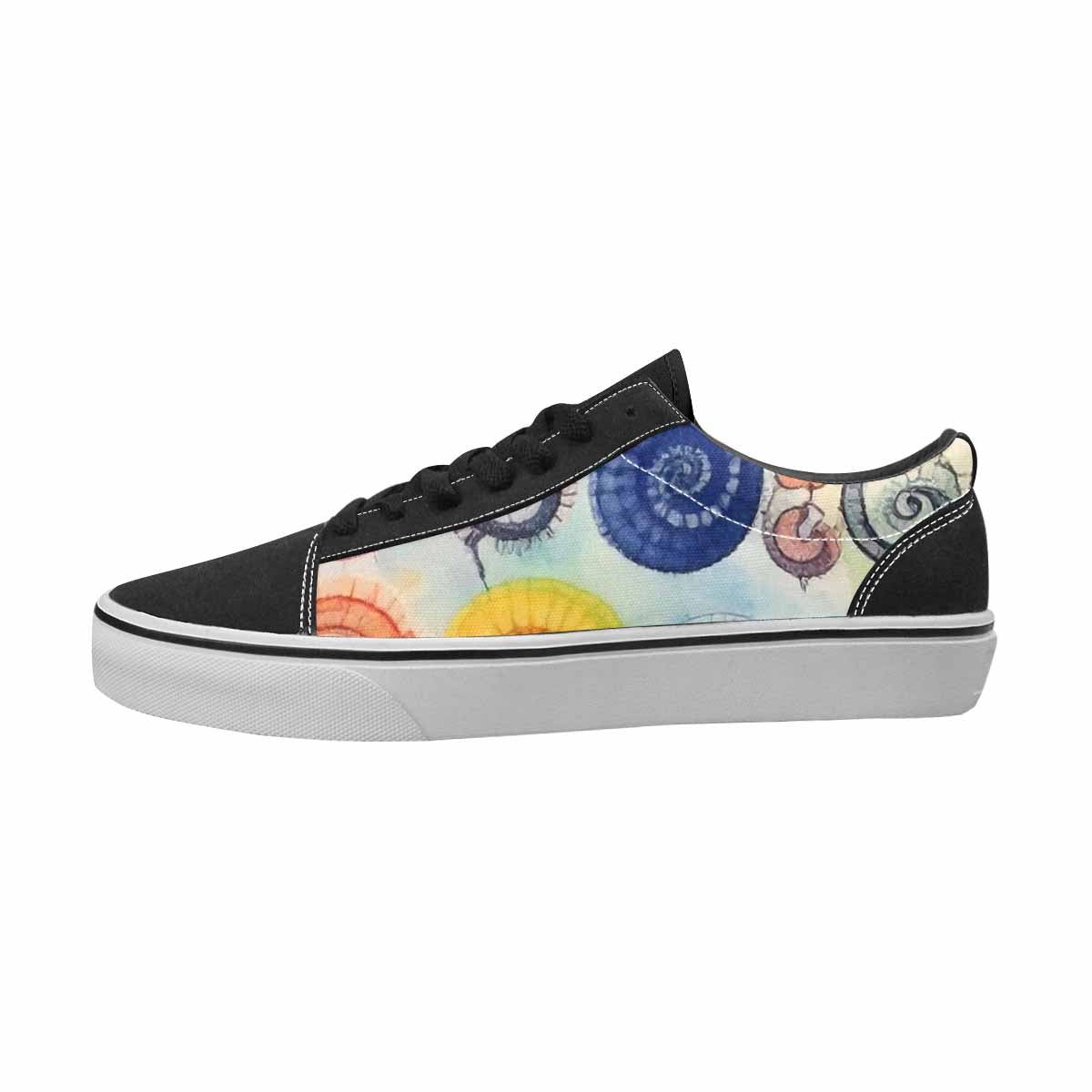 MEN'S Tie Dye Black & Red Ink Canvas Graphic Print Kaleidoscope Handmade Custom Shoes