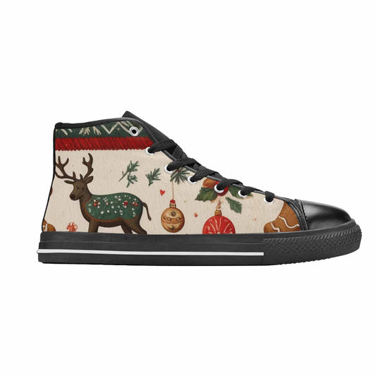 WOMEN'S Christmas Holly Snowflake High Top Canvas Dark Academia Custom Sneakers