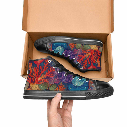 MEN'S Fish Scale Coral High Top Canvas Wallpaper Art Custom Sneakers