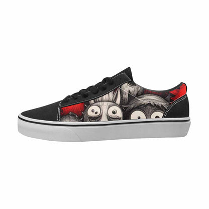 MEN'S Monsters Black & Red Ink Canvas Unique Print Surreal Handmade Custom Shoes