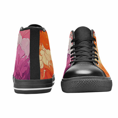 MEN'S Lesbian Flag Color High Top Canvas Aesthetic Custom Shoes