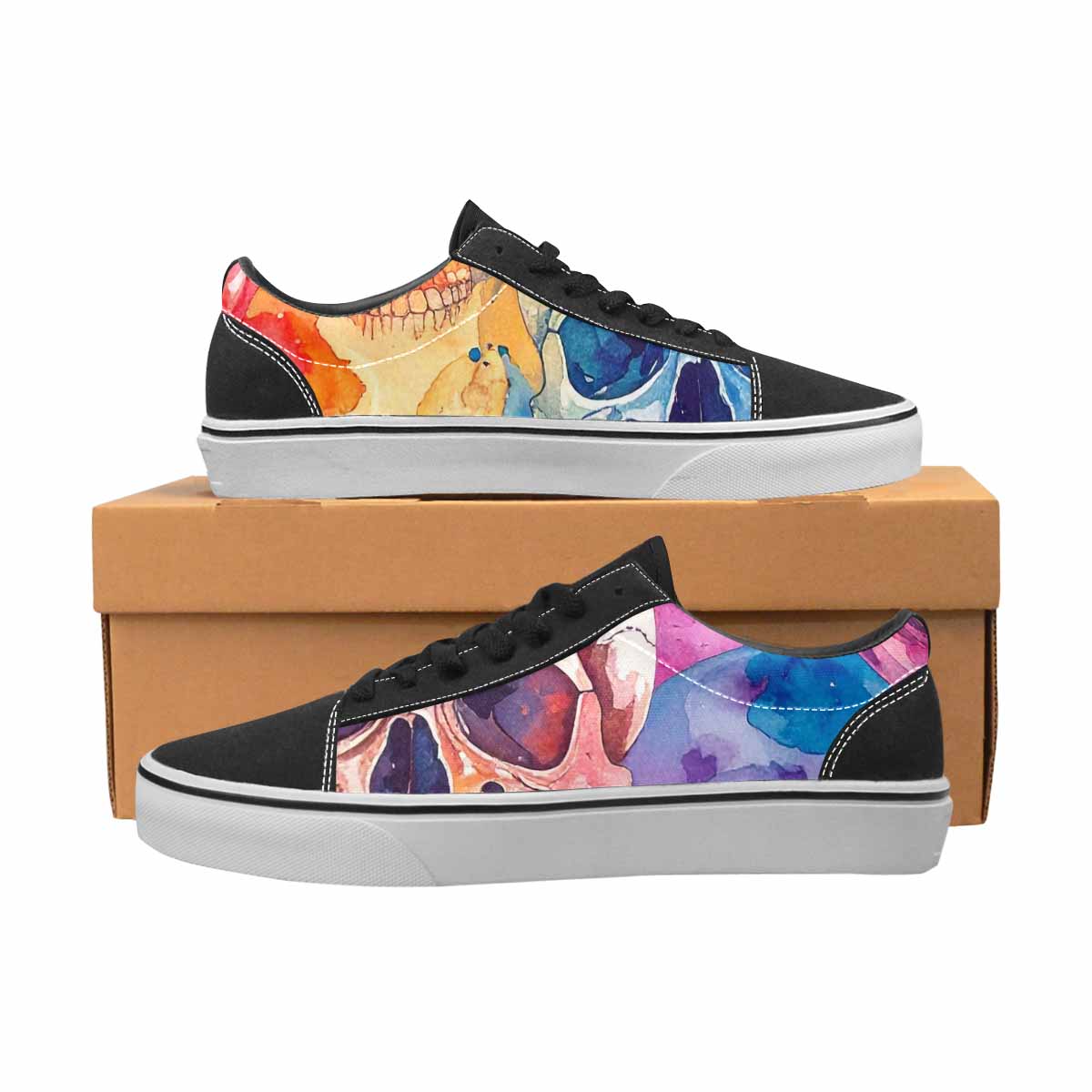 WOMEN'S Kulls - Watercolor Canvas Lace-Up Grunge Custom Sneakers