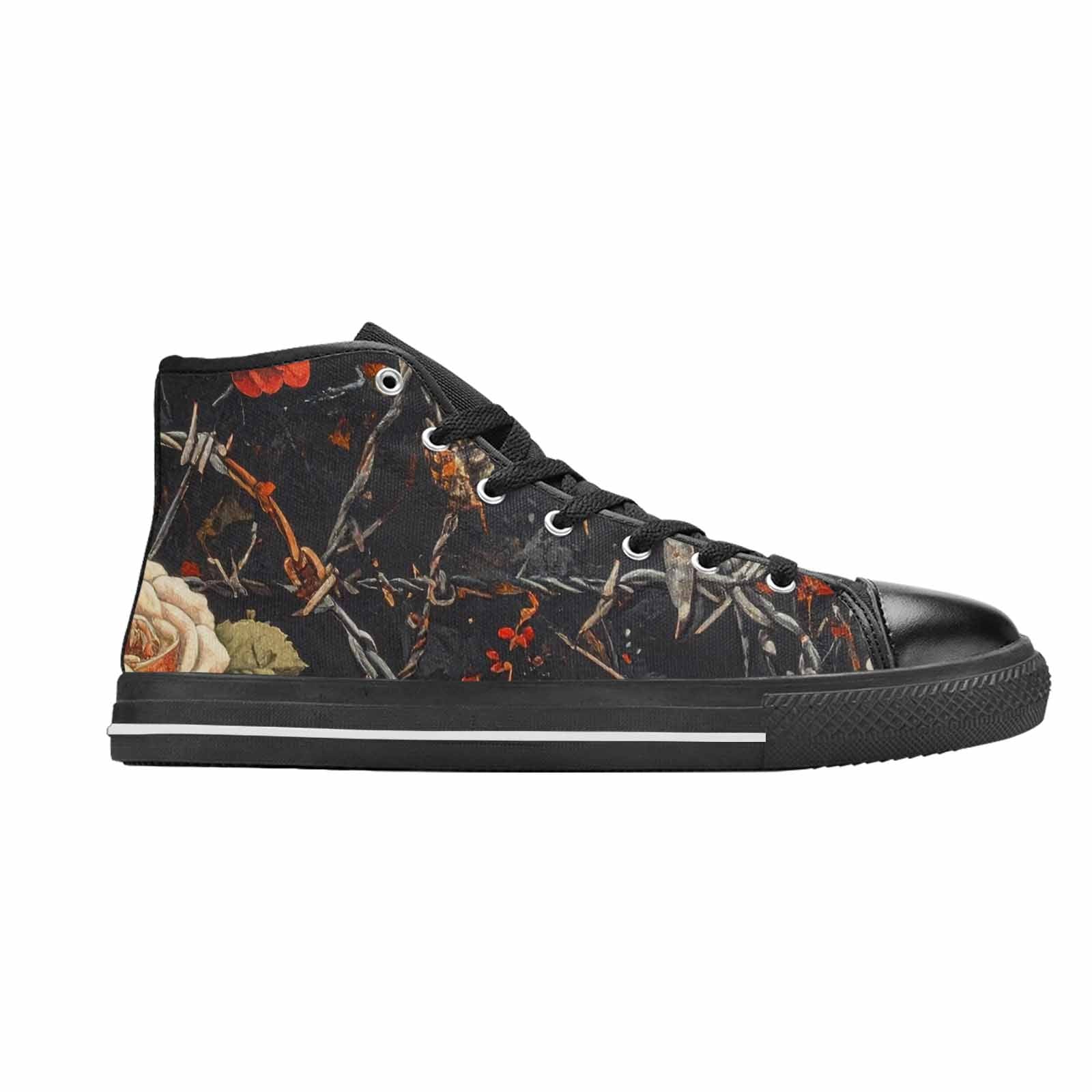 WOMEN'S Barbed Wire Chain High Top Canvas Grunge Sneakers