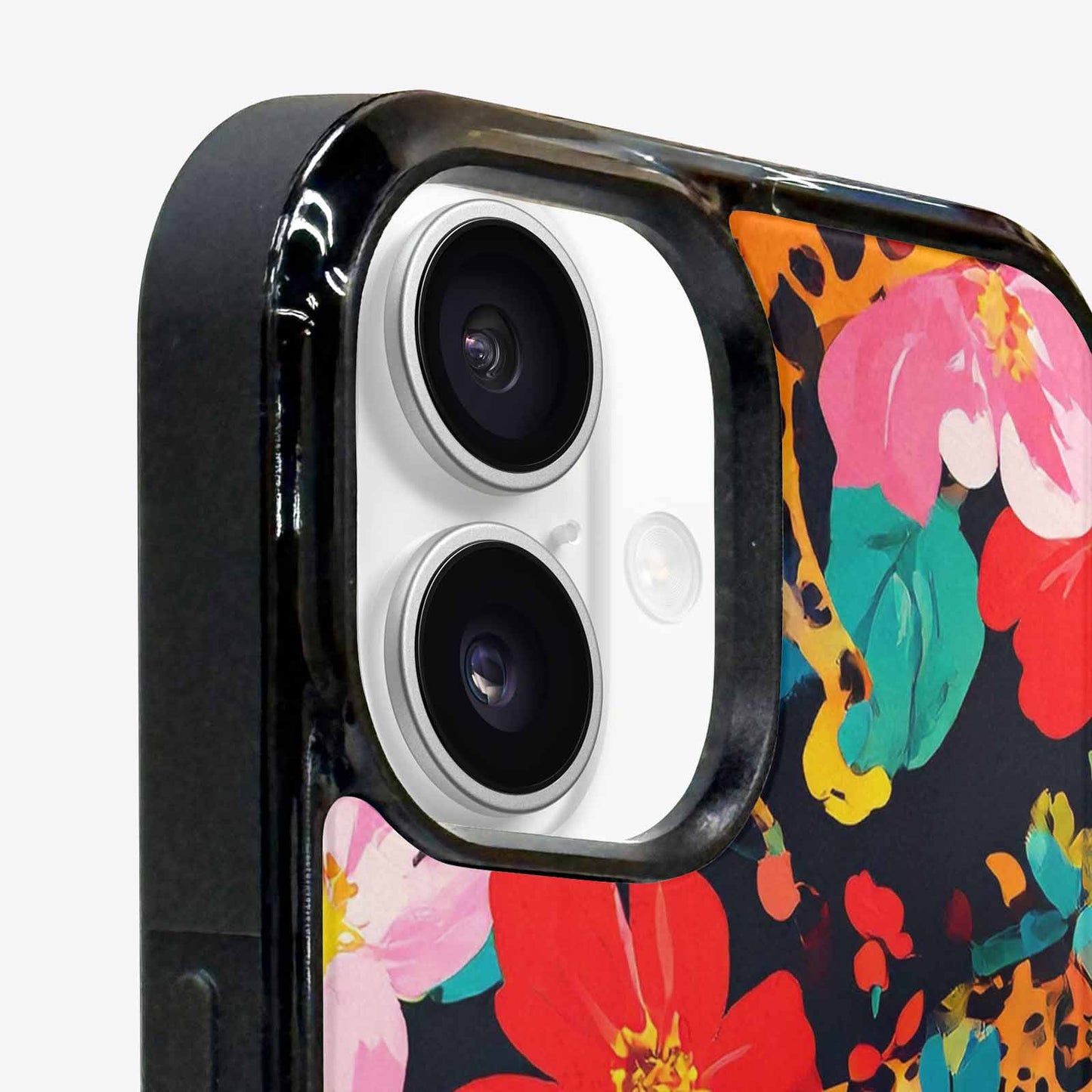 iPhone 16 Plus Case — Leopard Print Floral, Personalized Phone Case