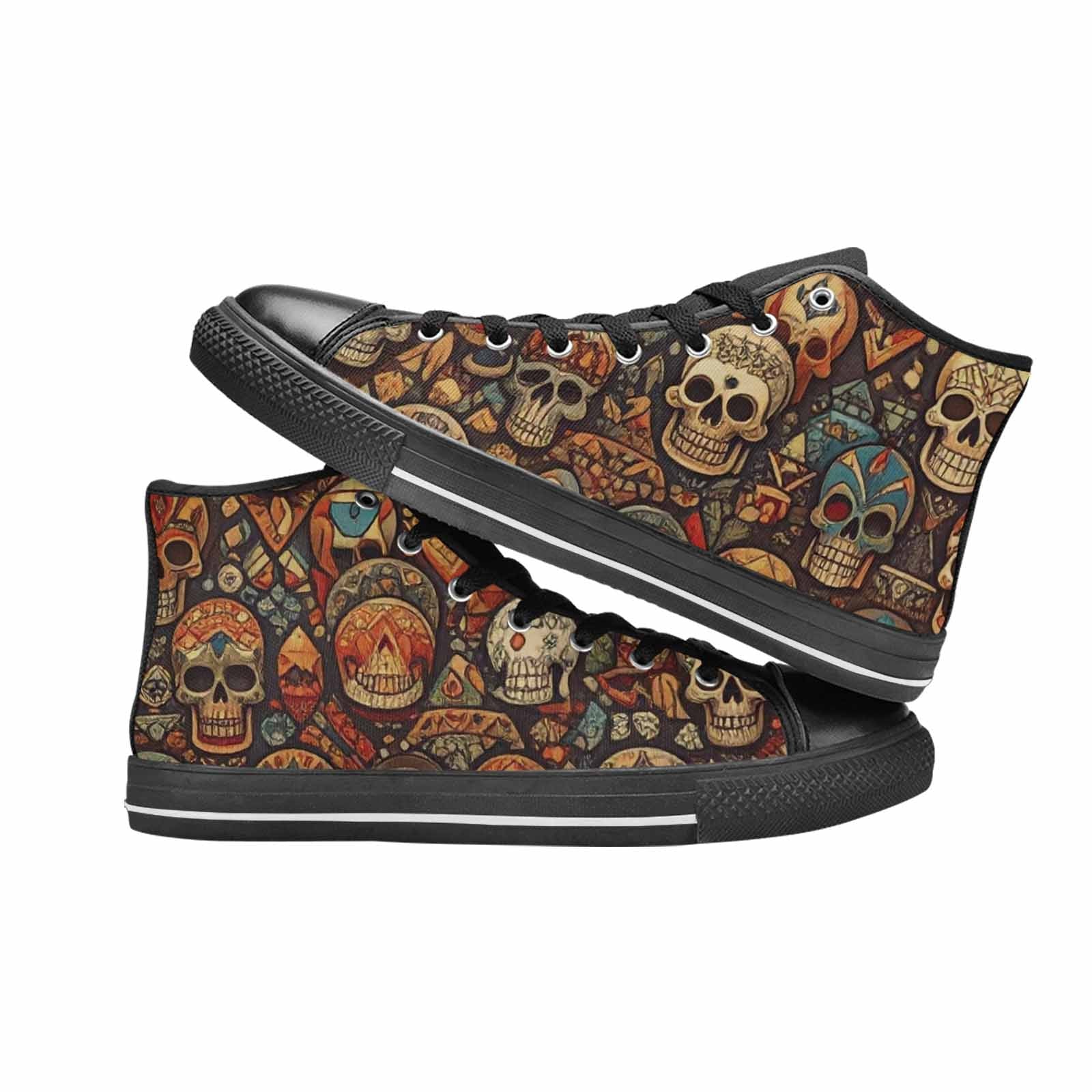 MEN'S Skulls - Tribal-Patterned- High Top Canvas Dreamcore Custom Shoes