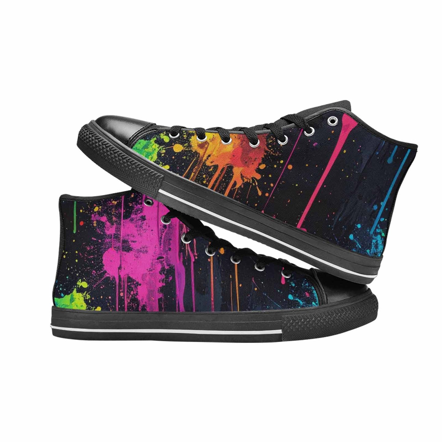 MEN'S Paint Splatter High Top Canvas Vibrant Chaos Sneakers