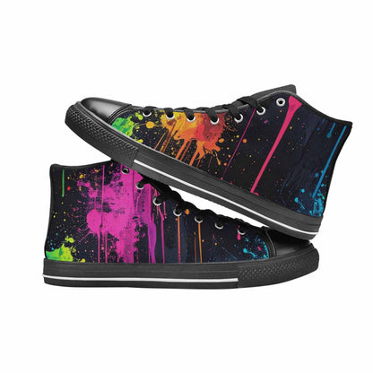 MEN'S Paint Splatter High Top Canvas Vibrant Chaos Sneakers