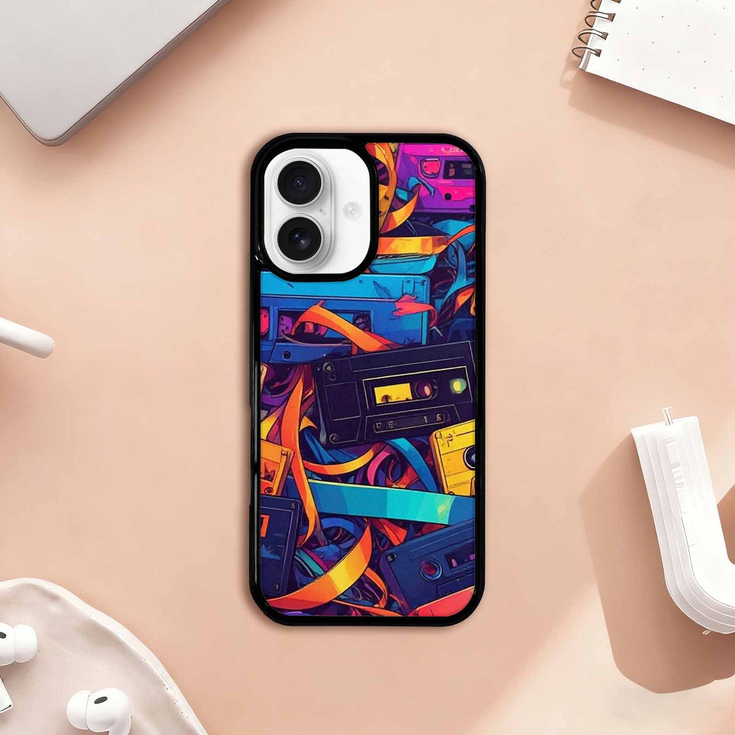 iPhone 17 Case — Retro Cassette Tape Pattern Retro Vintage, Original Design Phone Case