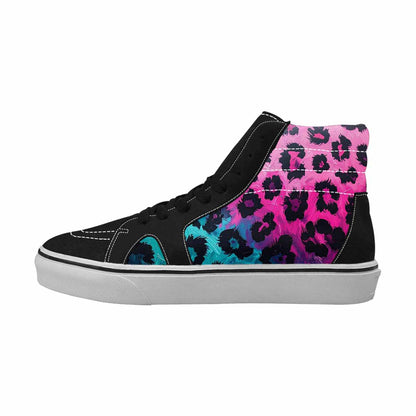 WOMEN'S Leopard Neon Pink Teal Airbrush High Top Canvas Neon Fantasy Shoes