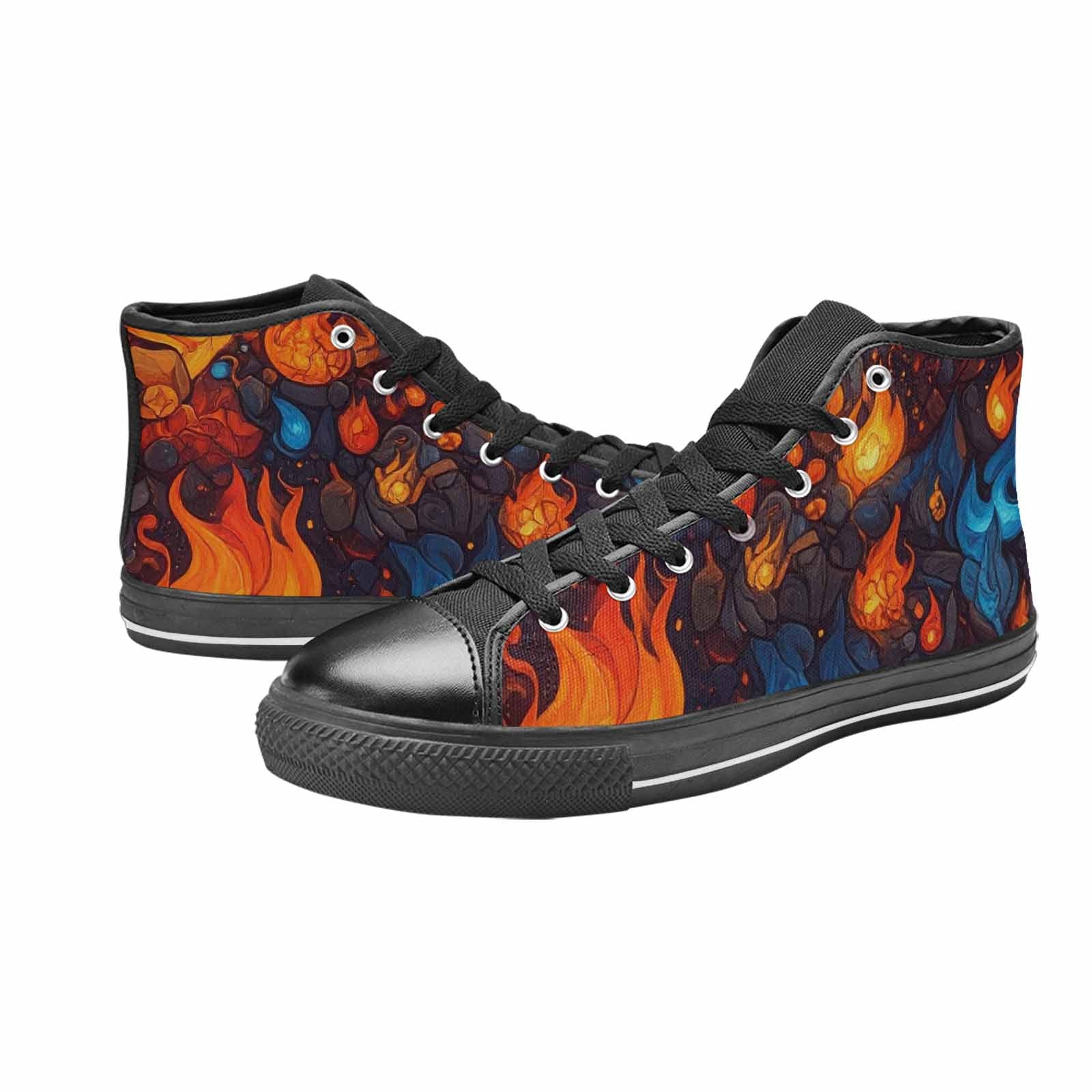 MEN'S Fire Flame High Top Canvas Vivid Custom Shoes