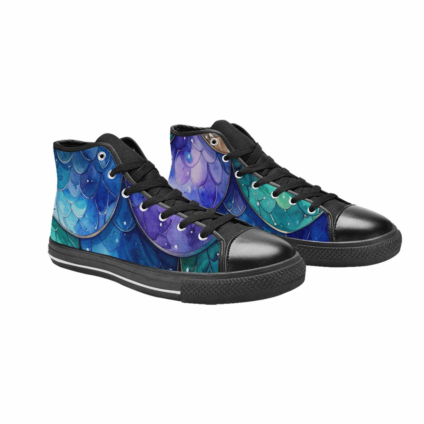 MEN'S Mermaid Scale High Top Canvas Cottagecore Custom Sneakers