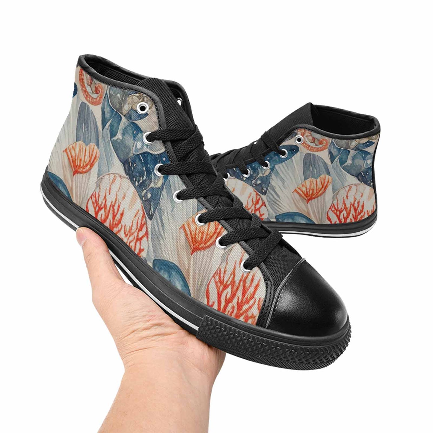 WOMEN'S Fish Scale Coral High Top Canvas Y2K Sneakers