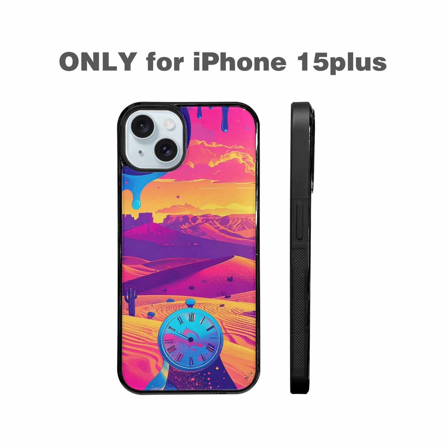 iPhone 15 Plus Case — I Surrealist Dreamscape Pattern Melting Clocks, Customized Protective Case