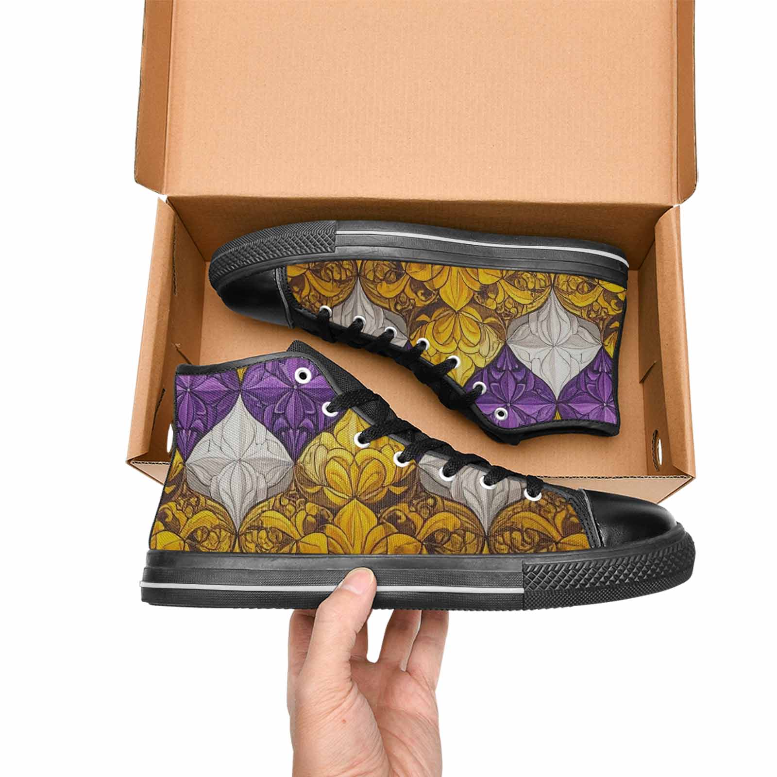 MEN'S Nonbinary Flag Color High Top Canvas Dreamcore Sneakers