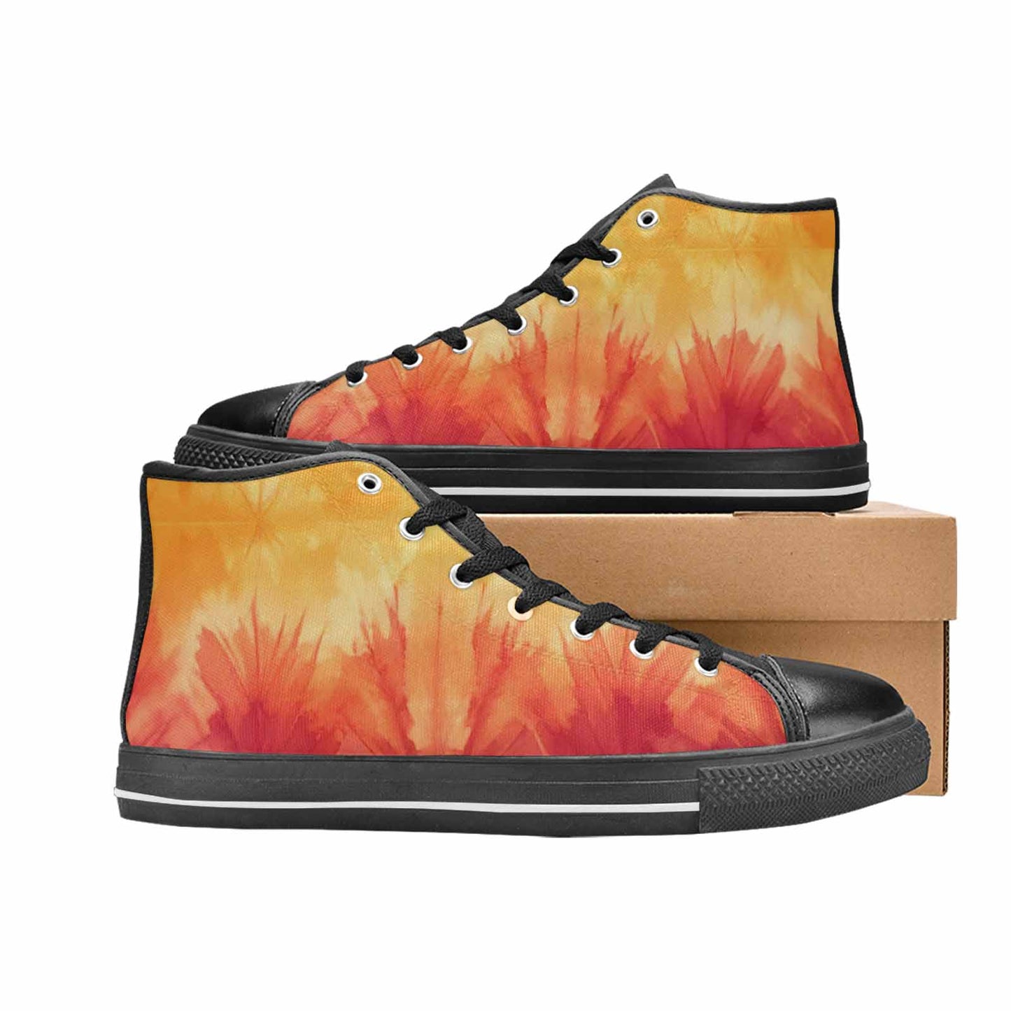 WOMEN'S Ombre Tie Dye Sunset High Top Canvas Y2K Custom Shoes