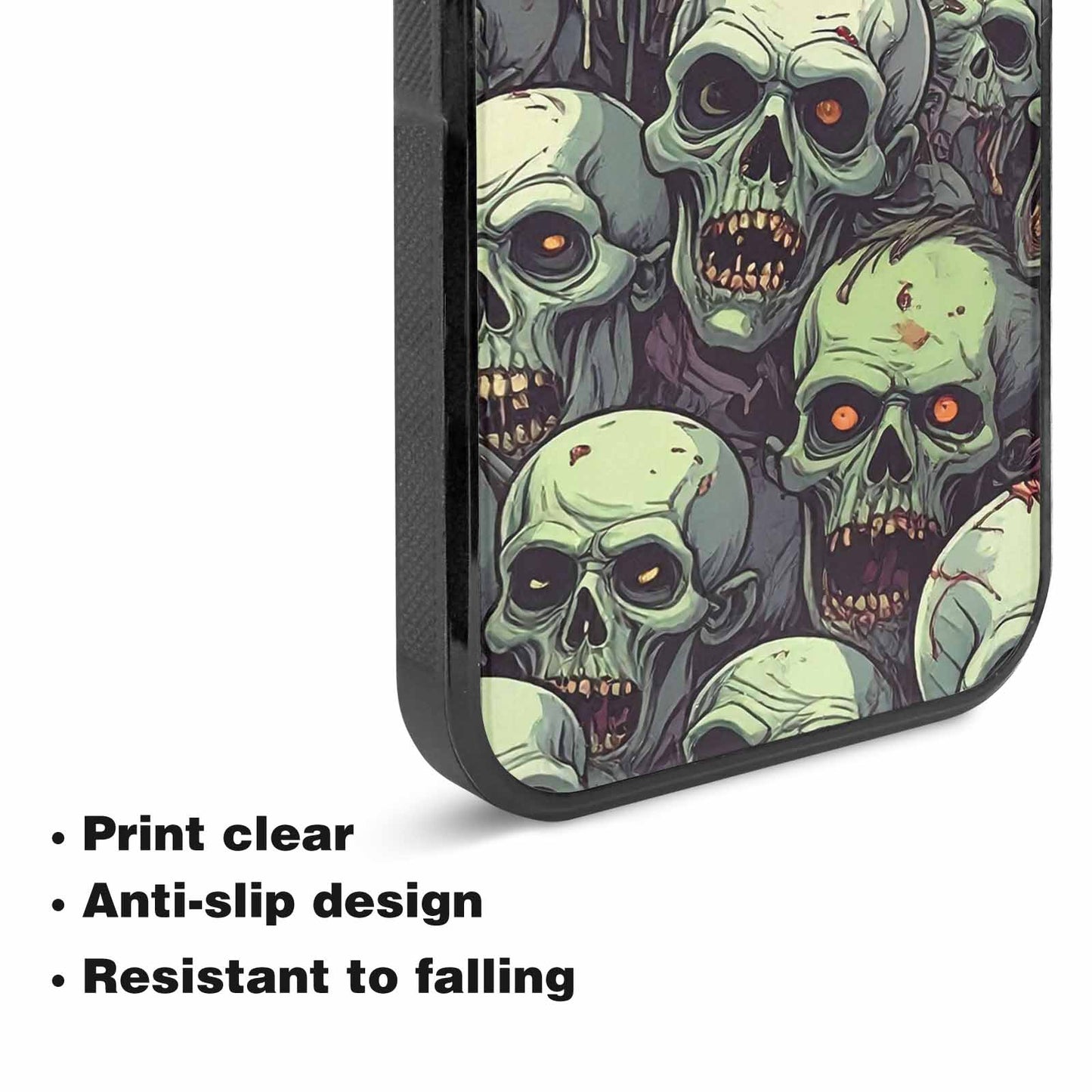 iPhone 15 Case — Zombie Head Pattern Hundreds Of Small, Custom Phone Case