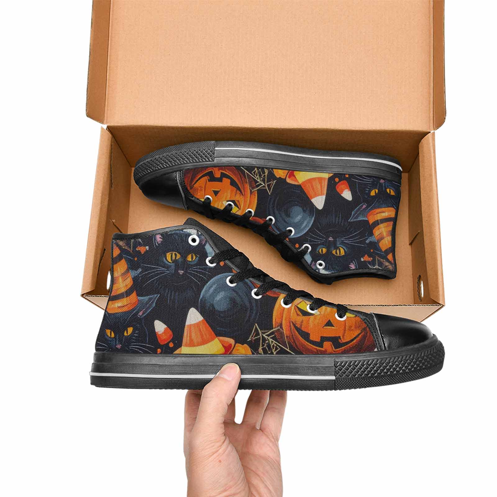 MEN'S Halloween High Top Canvas Wallpaper Art Custom Sneakers