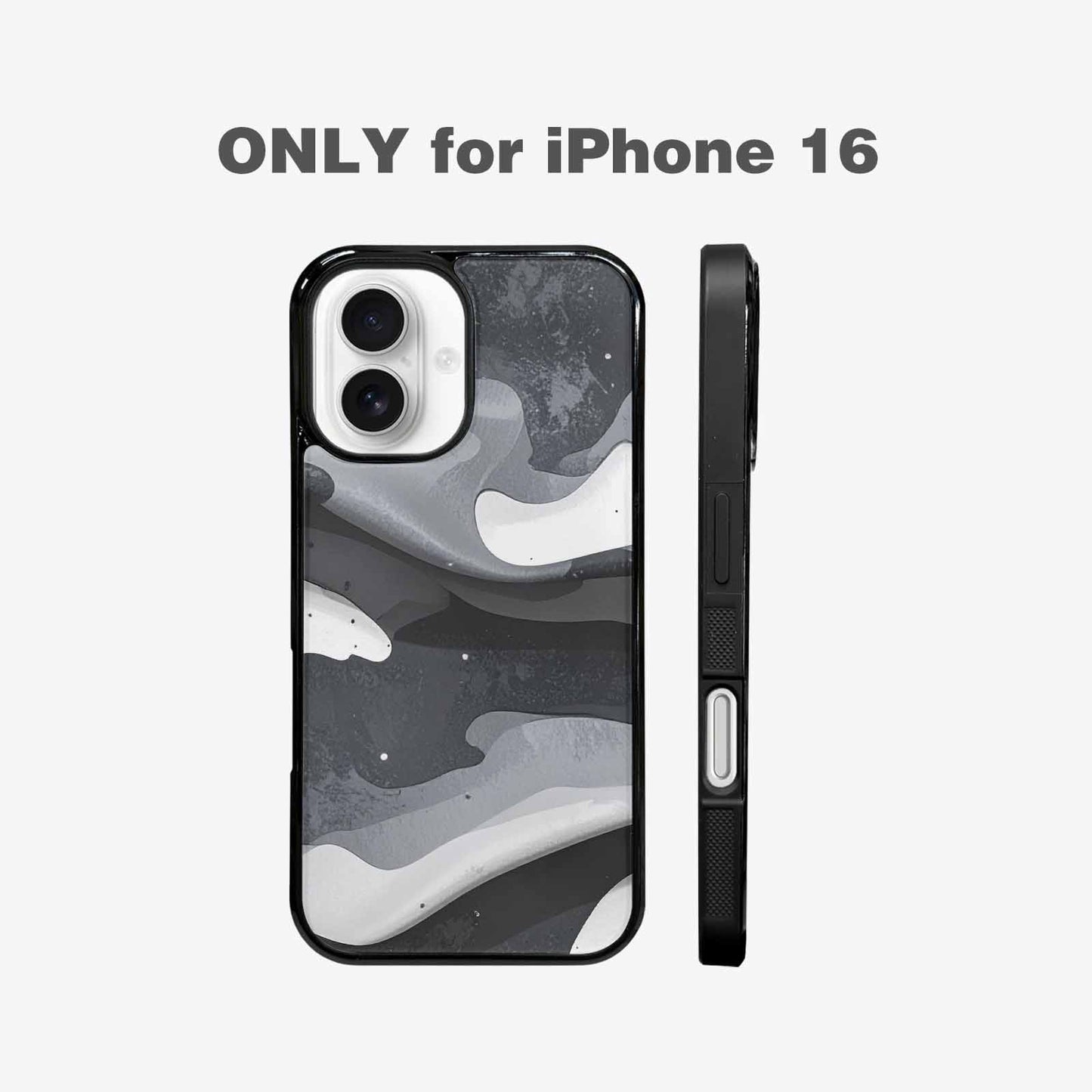 iPhone 16 Case — Grey Camo Print, Unique Phone Case Design
