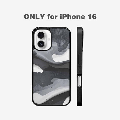 iPhone 16 Case — Grey Camo Print, Unique Phone Case Design