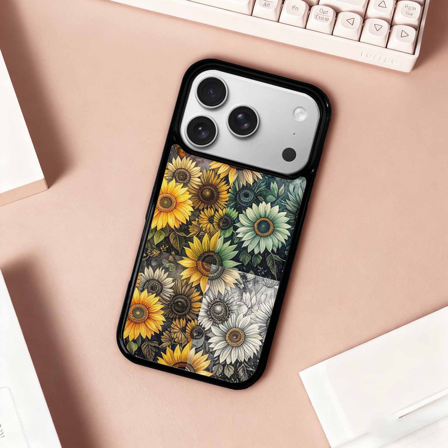 iPhone 17 Pro Case — Small Sunflower Pattern Randomly Varying Floral, Personalized Phone Case