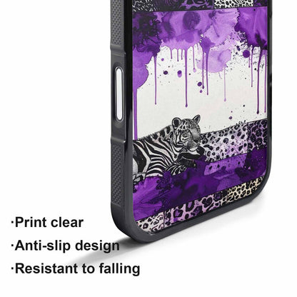 iPhone 17 Pro Case — Black Purple Ink Animal Print Animal, Custom Designed Case Cover
