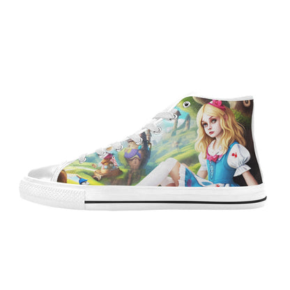 WOMEN'S Acid Creepy Wonderland Psychedelic High Top Canvas Grunge Custom Sneakers
