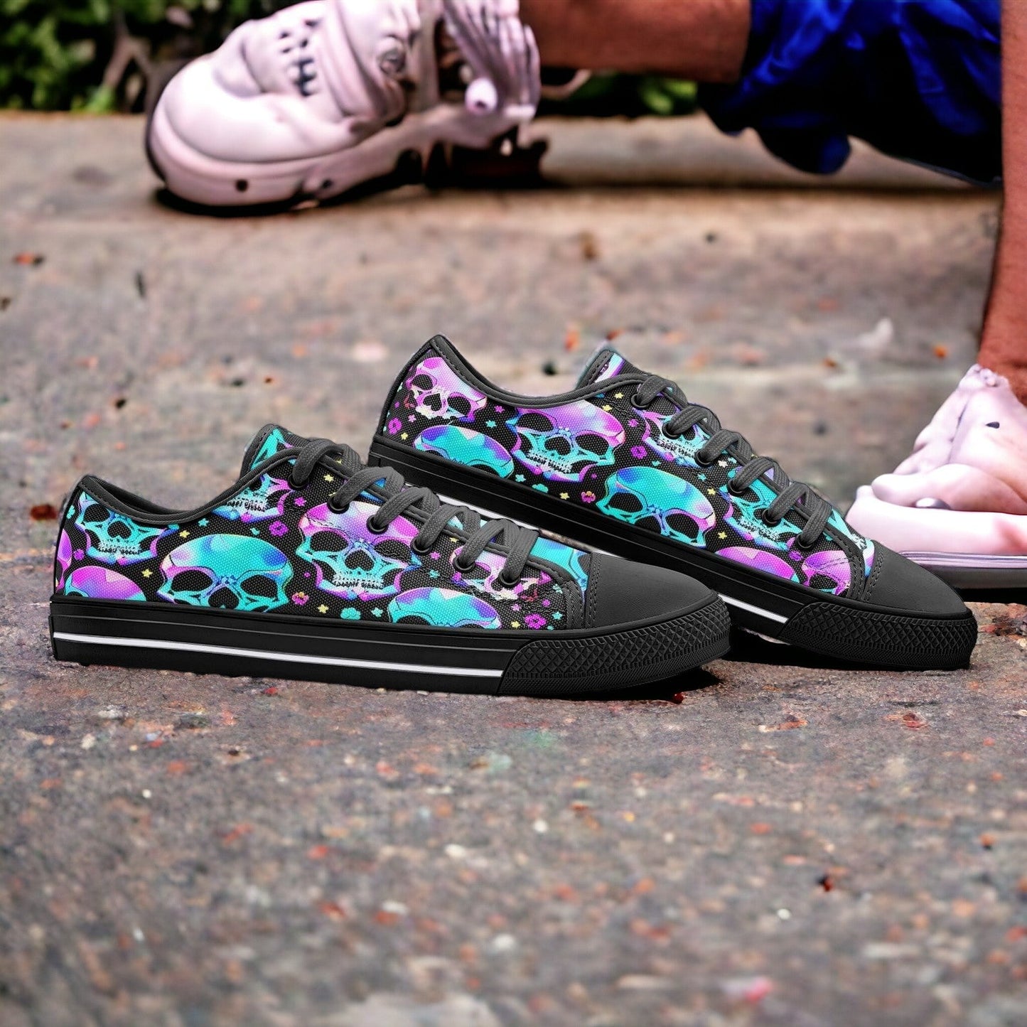 Cherry Blossom Pink Cream Wearable Bold Art - Freaky Shoes | Custom Art Sneakers