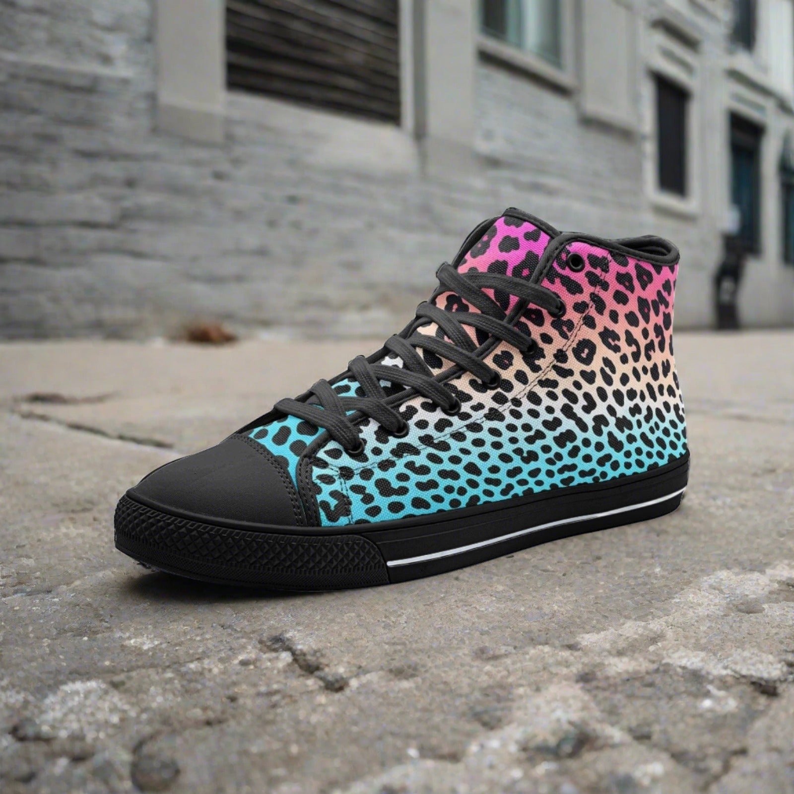 Gradient Leopard Print | ® (P Custom Sneakers | Unisex | Freaky Shoes®