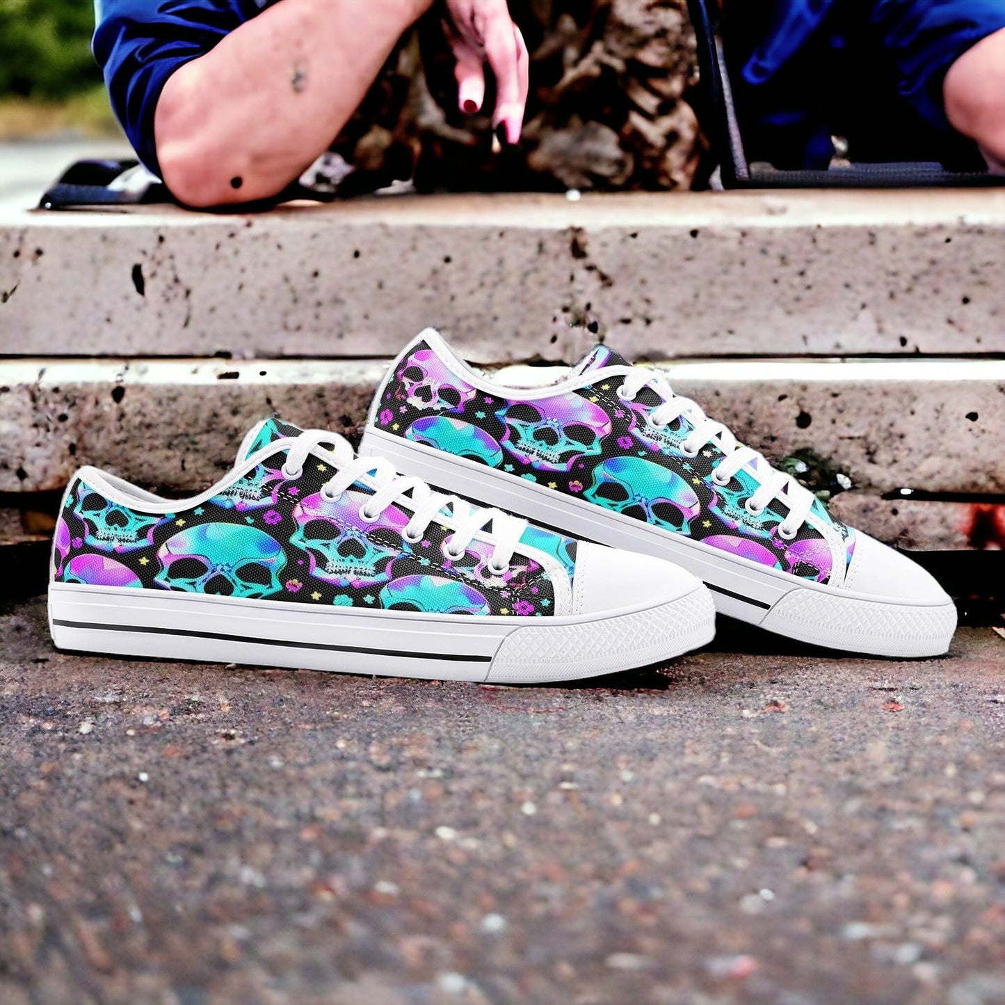 Cherry Blossom Pink Cream Wearable Bold Art - Freaky Shoes | Custom Art Sneakers