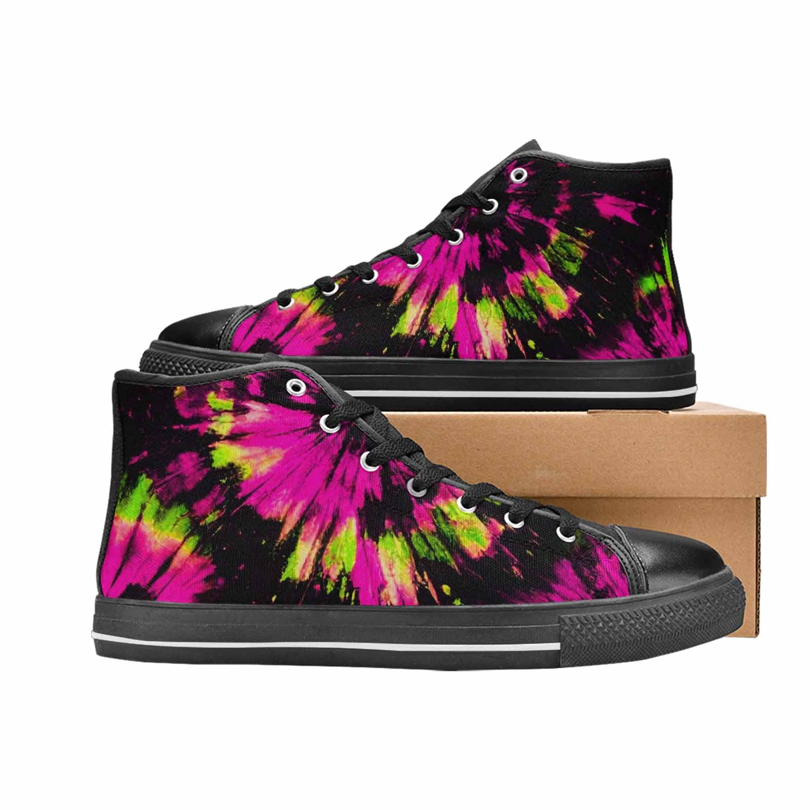MEN'S Acid Wash Tie Dye Neon High Top Canvas Dreamcore Custom Sneakers