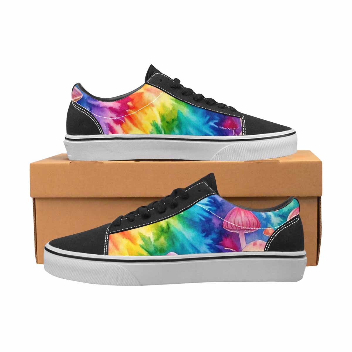WOMEN'S Mushrooms  Tie Dye Lace-Up Canvas Dark Academia Sneakers
